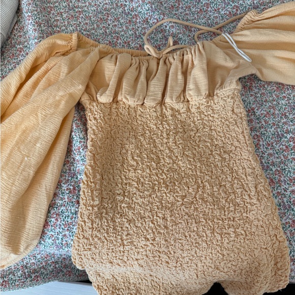 Free People Yellow Ruched Ribbed Mini Dress - Picture 6 of 6